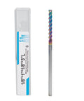 Front view of JIANXING 1/8-in carbide square-end end mill, extra-long 3 in overall length, 3-flute, DLC-coated.