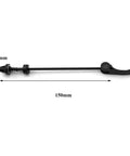 4 Piece Aluminum Bike Axle Quick Release Skewers Set For Front And Rear Wheels, shown in black, measuring 150mm
