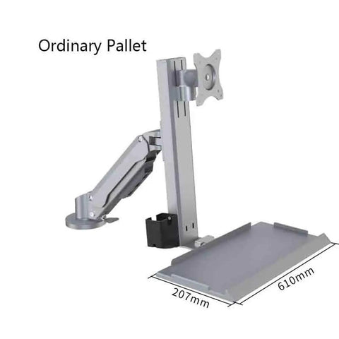 Rock Solid Air Pressure Single Monitor Mount With Butter Smooth Height Adjustment Fits 15 To 32 Inch Screens Secure Desk Clamp Stand For Your Epic Gaming Or Office Setup In Silver, shown with adjustable arm and base dimensions.