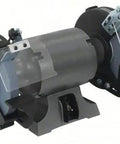 Heavy Duty Six Inch Bench Grinder With Safety Shields And Sturdy Cast Iron Base For Deburring Sharpening Polishing Tasks, angled view