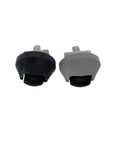 Two front omni-directional caster wheels for Roborock vacuum cleaners; black and gray.