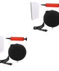 Inflatable Golf Swing Trainer Set With Adjustable Neck Rope And Inflator, Portable Posture Aid shown with two inflators and packaging.