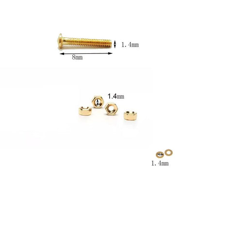 Gold Rimless Glasses Repair Kit Loaded With Diamond Head Screws Screw Washers Nut Caps And Four In One Screwdriver for various screw sizes.