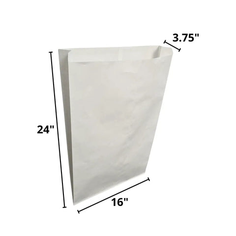 Flat White Kraft Paper Bags For Merchandise, Eco Friendly Recyclable And Compostable Packaging, 16 By 3.8 By 24 Inches, 500 Count
