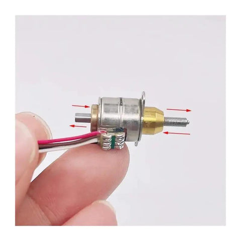 5V 6V Precision Stepper Linear Actuator With Telescopic Screw Shaft 10mm Size 6mm Stroke held in hand showing screw shaft