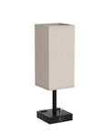 Fully Dimmable Nightstand Lamps Set Of 2 with Square Linen Fabric Shade, Stepless Dimming, USB C and USB A Charging Ports