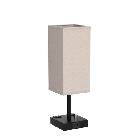 Fully Dimmable Nightstand Lamps Set Of 2 with Square Linen Fabric Shade, Stepless Dimming, USB C and USB A Charging Ports