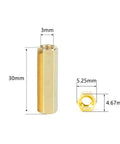 Top Tier Heavy Duty Brass M3 X 30Mm Straight Hex Standoff Pillar Spacers With Knockout Female Threads That Kill Rust And Lock Your Circuit Boards Down In Every Build 40 Piece Bulk Pack showing dimensions and shape.