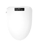 Next Level Smart Toilet Cover Featuring Heated Bidet Spray And Auto Open Close Lid Wireless Remote bathroom essential, white, top view.
