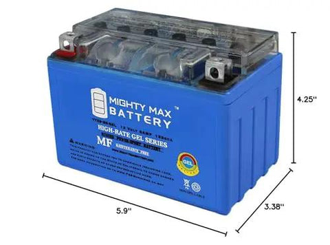 12V Gel Battery YTX9-BS For Honda EU3000 Generator 2000-2011, 8Ah, 135 CCA, maintenance-free, blue battery with dimensions 5.9x3.38x4.25 inches