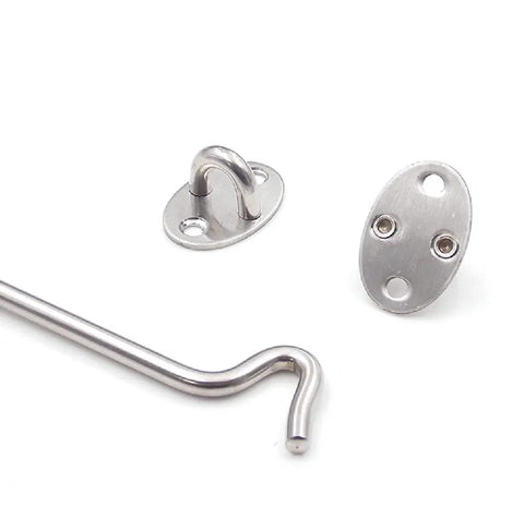 Rock Solid Sus 304 Stainless Steel Barn Door Latch With Hook And Eye Design Heavy Duty with screws and sturdy design.