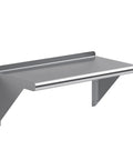 Stainless Steel Wall Shelf 24 Inch Long 12 Inch Deep With Bullnose Edge And 1 Inch Backsplash Beefy Built Kitchen Garage Shelving With Two Brackets NSF Certified For Commercial Use, mounted on wall