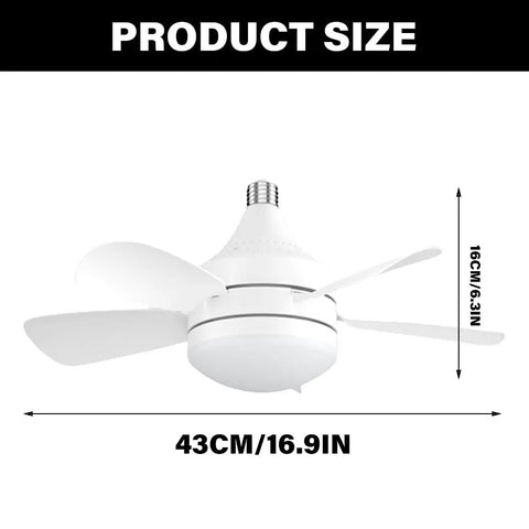 Quiet Operations Ceiling Fan With Integrated LED Light For Various Living Room Bedroom Enhancing Comfortable, showing dimensions 43CM/16.9IN and 16CM/6.3IN.