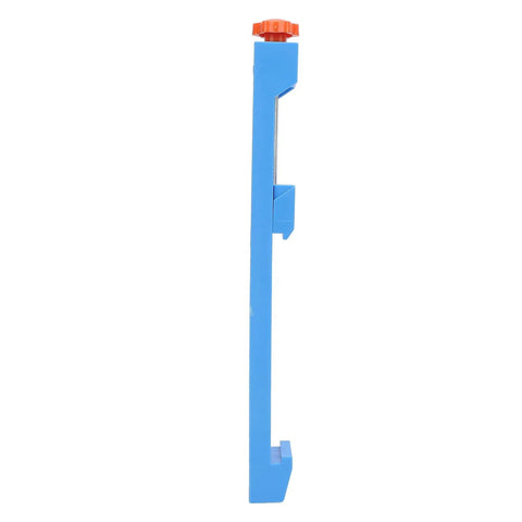 Premium Adjustable Cutting Machine Base Guide With Bi Directional Locking Brackets For Four To Six Inch Grinders side view, blue, tool clamp