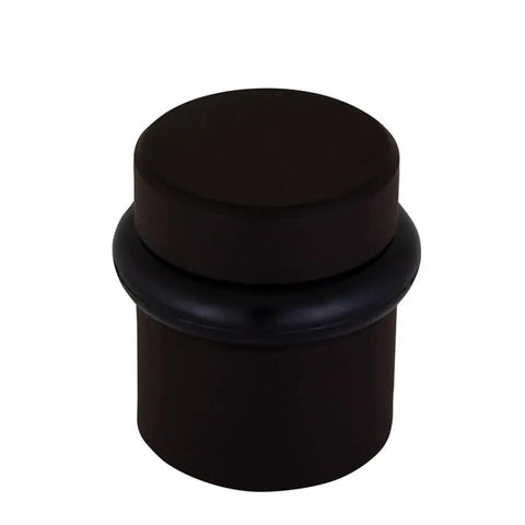 2 Pack Cylindrical Door Stops With Brass Construction And Oil Rubbed Bronze Finish featuring black bumper ring