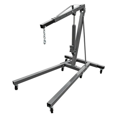 Heavy Duty Folding Shop Crane With Hydraulic Engine Hoist Six Wheel Base And Safety Brakes Badass Steel Frame For Auto Mechanics, 2 ton lift
