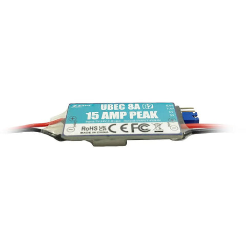 Dope Adjustable UBEC Power Regulator For RC Airplanes And Helicopters 15A Peak 8A Continuous input with visible labels and connectors
