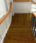 Built Tough Wall Mount Non Slip Stair Handrail And Balcony Banister Kit With Heavy Duty Anti Skid Grip For Indoor Outdoor Steps No Fuss Setup Home Safety Game Changer view of wooden staircase with handrail from top angle.
