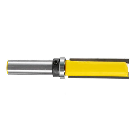 Industrial Grade Top Bearing Flush Trim Router Bit With Straight Flute Design For Woodworking And Engraving Machines Pro Grade Durable Cutter Built For Long Lasting Sharp Cuts And Demanding Projects, yellow-coated straight-flute bit with bearing