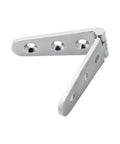Side view of 8 Piece 30x152mm Door Strap Hinges Set In Marine Grade 316 Stainless Steel With Six Hole Mounting, Mirror Polished Finish