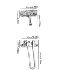 Dimensions of Heavy Duty Door Chain Lock And Safety Buckle For Home And Hotel Doors with zinc alloy silver finish.
