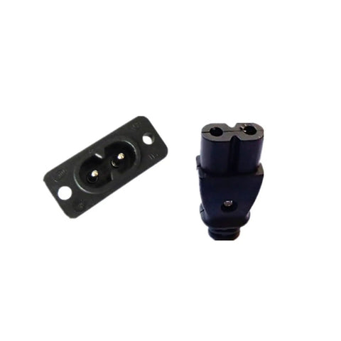 C8 male power socket and C7 female plug outlet connector, built tough, ideal for industrial crews, smooth glide motion.