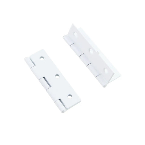 Heavy Duty White Iron Folding Butt Hinges 2.5 Inch with smooth metal finish for chicken coops and garden gates.