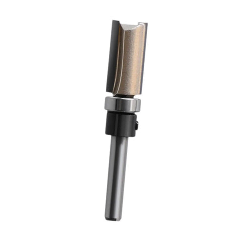 Top Notch 1/4 Inch Shank Flush Trim Router Bit With Smooth Bearing For Precision Woodworking Trimming And Edge Smoothing Tasks Made Of Durable Tungsten Steel, showing precision tip and shank design.