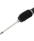 Solid OE Power Steering Rack And Pinion Assembly Straight Out Ready To Bolt Right On For Nissan Sentra close-up of steel shaft and rubber boot