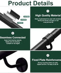 Solid As A Rock Metal Stair Banister Handrail Adjustable Wall Mounted Safety Railing For Indoor Outdoor Steps features high quality galvanized steel and seamless connection.