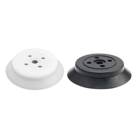 5 Pc Set Industrial Pneumatic Vacuum Suction Cups From Single Layer Imported Silicone For Pneumatics And Manipulator Gear Sizes 60,80,95 Millimeter showing white and black suction cups.