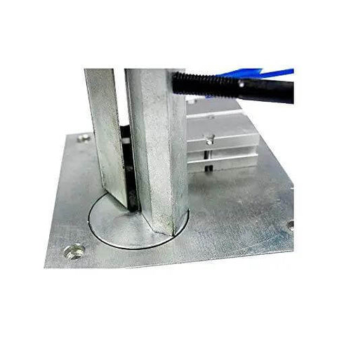 Close-up of Pneumatic Dual Axis Letter Bender for LED Signs showing metal sheet insertion area and dual cylinder design.