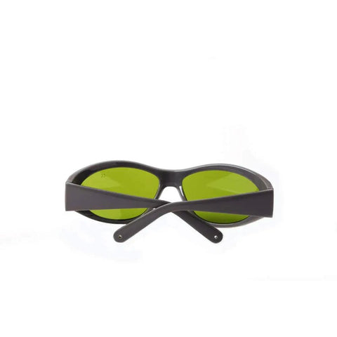 Professional Grade 1064Nm Laser Safety Glasses For High Power Nd Yag Semiconductor Engineering Workshops With Dope Infrared Blocking Optics And Kickin Wide Side Shielding, front view with green lenses.