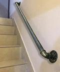Heavy Duty Badass Wrought Iron Pipe Stair Handrail For Indoor Outdoor Use Rock Solid Wall Mount Banister along beige staircase