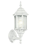 Coastal White Outdoor Wall Light With Clear Beveled Glass 17 Inch Tall 1 Light Exterior Porch Lantern Traditional Lantern Sconce