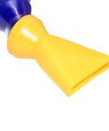 Yellow plastic 1/2-inch threaded coolant hose nozzle with blue connector for hydraulic cooling systems