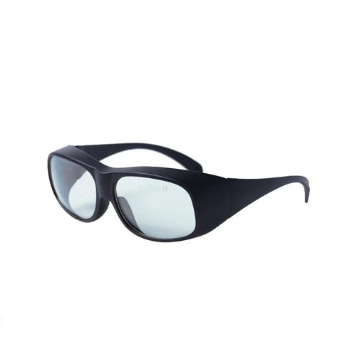 Top Notch Laser Safety Glasses Featuring Ultra Clear Lenses With OD6 Plus Rating Blocking 2700 To 3000Nm Erbium Lasers And Delivering Hella Smooth Vision For Heavy Duty Applications. Black sturdy frames with ultra-clear lenses.