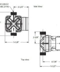 Top Shelf 006E3 Ecm High Efficiency Hot Water Circulation Pump For Hydronic Heating Systems With Whisper Quiet Operation, detailed side and top view.