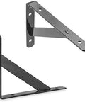 Heavy Duty Shelf Brackets Six Pack Black L Corner Braces 4 by 6 inch 90 Degree Floating Shelves Mounts Triangular Tripod Style