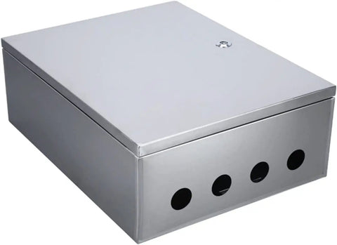 Heavy Duty IP67 Stainless Steel Junction Box Weatherproof Electrical Enclosure For Indoor Outdoor Use Wall Mount Control Box With Mounting Plate 40x20x50cm Durable Lockable Door And Rugged Hinges, front view
