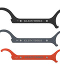 Three-piece Conduit Locknut Wrench Set in Compact Alloy Steel Design With Magnetic Storage Built For Tight Spots, featuring 1/2, 3/4, and 1 inch wrenches.