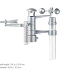 Kids Weather Station Kit For Home Science, compact silver meteorological model with thermometer, anemometer, and weather vane