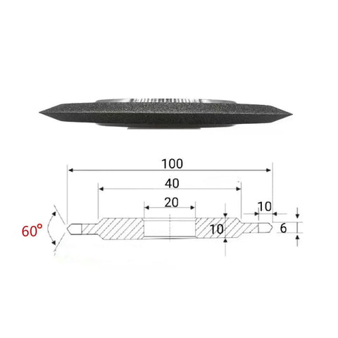 4 Inch Diamond Grinding Wheel With V Shaped Groove At 60 Degrees For Hard Alloy Sharpening, Electroplated Diamond Abrasive Disk side view