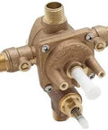 Modular Four Port Pressure Balance Rough In Valve With Integrated Service Stops For Concealed Bath And Shower Mixer Brass Body