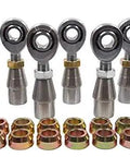 Heavy Hitter Four Link Rod End Kit With Rugged Chromoly Construction Right And Left Hand Threads One Half Bungs Including Cone Spacers And Secure Locking Nuts For Tough Builds, showing eight rod ends and locking nuts.