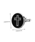 Men's Black Titanium Steel Cross Cufflinks Polished Shirt Fasteners For Formal And Casual Wear Go To Accessory front view
