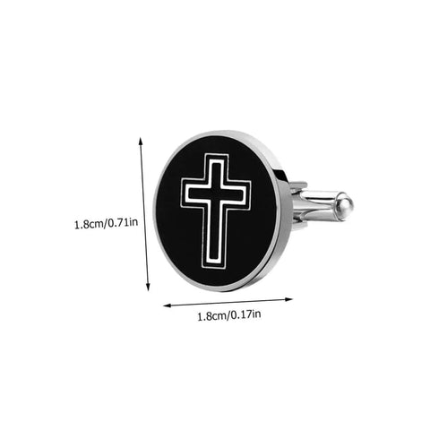 Men's Black Titanium Steel Cross Cufflinks Polished Shirt Fasteners For Formal And Casual Wear Go To Accessory front view
