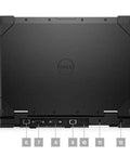 Rugged Latitude Fifty Four Twenty Laptop With Crisp Touchscreen Intel Core I5 Eight Thirty Five Chip Delivering Three Point Six Ghz Quad Power Sixteen Gb Ram Two Fifty Six Gb Ssd Windows Eleven Pro Built Tough For Job Sites Certified Refreshed Black side view showcasing ports and robust design.