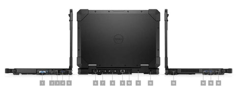 Rugged Latitude Fifty Four Twenty Laptop With Crisp Touchscreen Intel Core I5 Eight Thirty Five Chip Delivering Three Point Six Ghz Quad Power Sixteen Gb Ram Two Fifty Six Gb Ssd Windows Eleven Pro Built Tough For Job Sites Certified Refreshed Black side view showcasing ports and robust design.