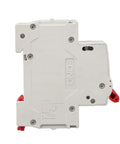 Side view of 63 Amp Two Pole DIN Rail Mount AC Circuit Breaker With Thermal Magnetic Trip 120V 240V Curve C Solar Disconnect MCB.